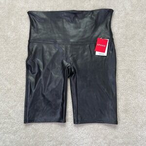 NWT SPANX Faux Leather Bike Shorts Womens XL Shiny Black Shapewear Short 50173R